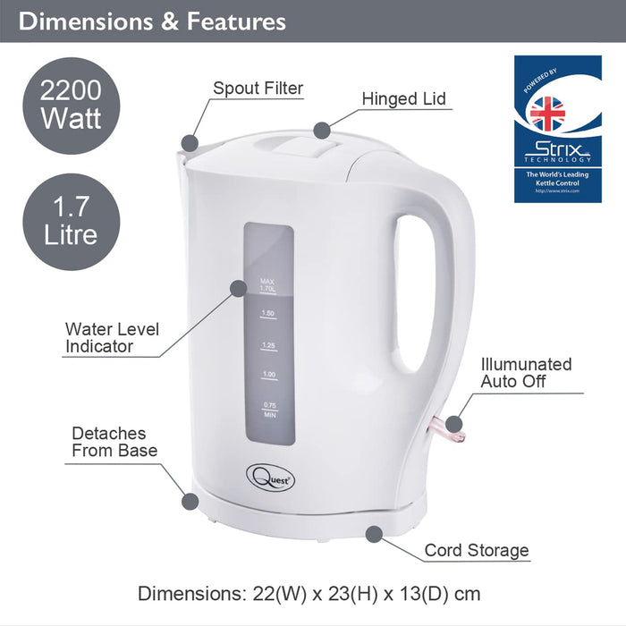 ValueX Cordless White Jug Kettle 1.7L