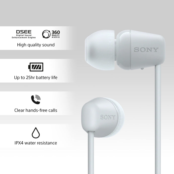 Sony WI-C100 Headset Wireless In-ear Calls Music Bluetooth White