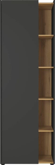 GERMANIA Melamine resin coated chipboard Filing Cabinet Oak Graphite, Multiplex-Navarra repro 620 x 420 x 1,880 mm