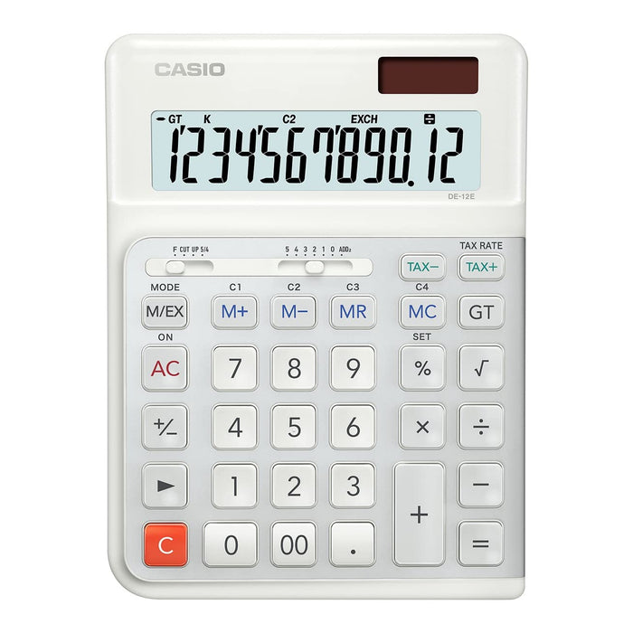 Casio Desktop Calculator DE-12E-WE 12 Digit Display White