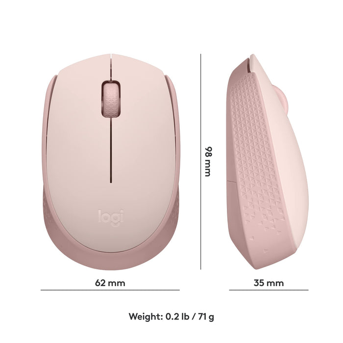 Logitech M171 1000 DPI Ambidextrous RF Wireless Optical Mouse Rose Pink