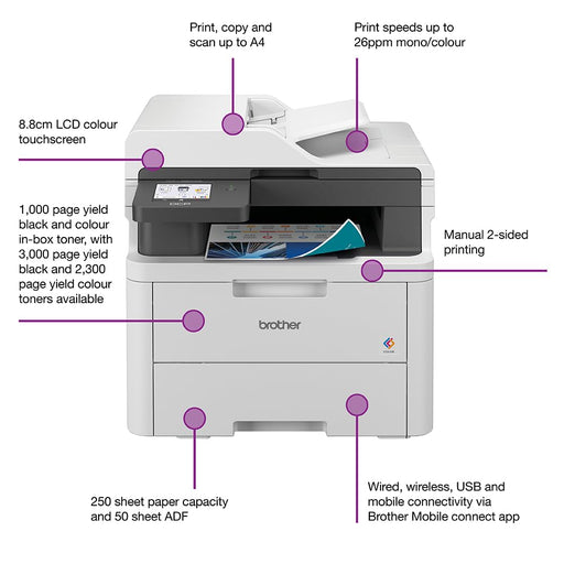 Brother DCP-L3560CDW A4 Colour Laser Wireless LED Multifunction Printer