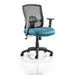 Dynamic Basic Tilt Task Operator Chair Height Adjustable Arms Portland Black Back, Maringa Teal Seat Without Headrest Medium Back