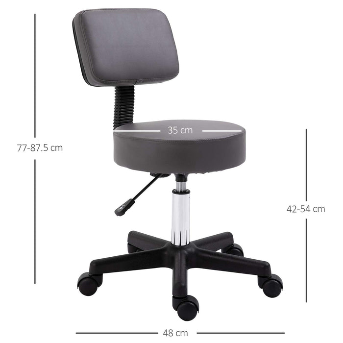 HOMCOM Barber Stool with 5 Wheels Grey