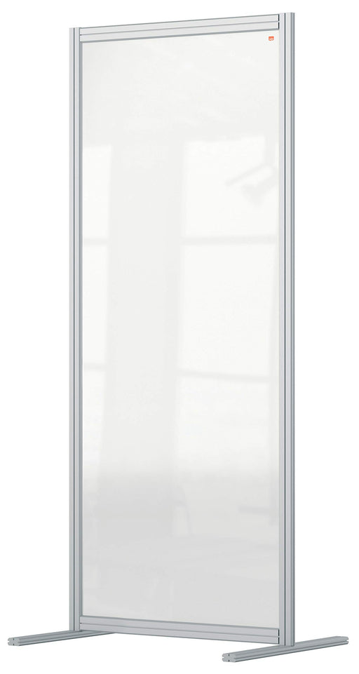 Nobo Freestanding Protective Room Divider Screen Premium Plus 800 x 1800 x 600mm Aluminium, Plexiglass Acrylic Silver