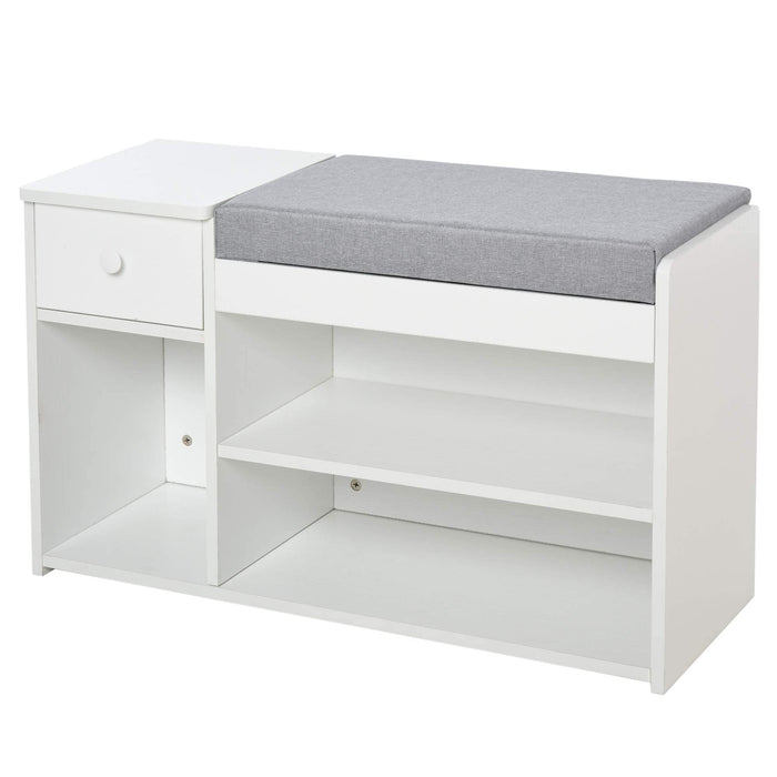 SHOE BENCH W DRAWER WHITE