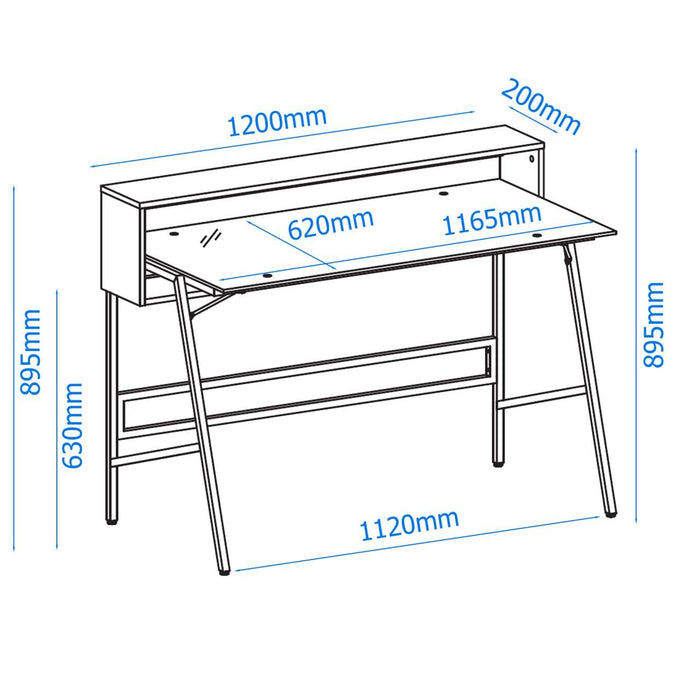 Alphason Desks AW21924 Black And Gold 1,200 (W) x 700 (D) x 895 (H) mm