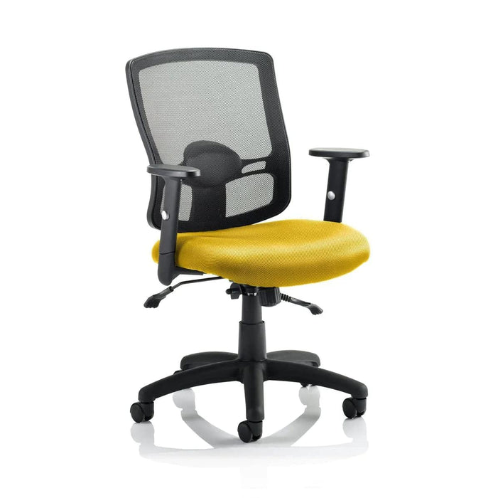 Dynamic Basic Tilt Task Operator Chair Height Adjustable Arms Portland II Black Back, Senna Yellow Seat Without Headrest Medium Back