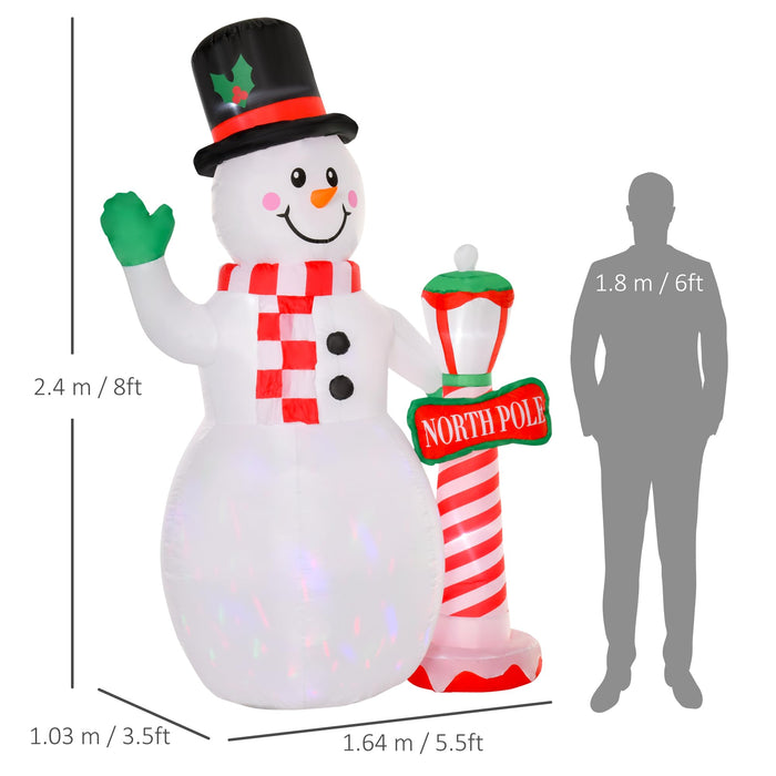 HOMCOM Christmas Snowman with Lamp Inflatable White 103 x 240 cm