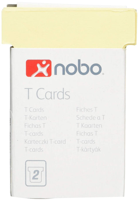 Nobo Size 2 T-Cards Yellow 4.9 x 8.5 cm Pack of 100