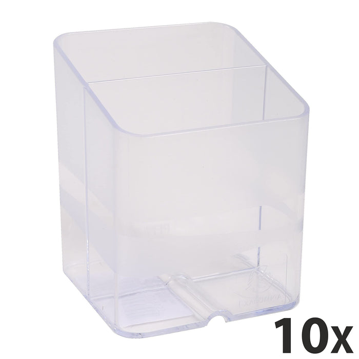 Exacompta Pen Pot 67723D Classic Polysterene 93 x 74 x 74 mm Transparent Pack of 10