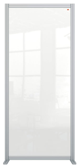 Nobo Freestanding Protective Room Divider Screen Premium Plus 800 x 1800 x 600mm Aluminium, Plexiglass Acrylic Silver