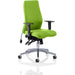 Dynamic Independent Seat & Back Posture Chair With Green Fabric Height Adjustable Arms Onyx Without Headrest High Back