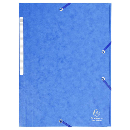 Exacompta 3 Flap Folder 17105H A4 Blue 425gsm Pressboard 24x32cm Pack of 25