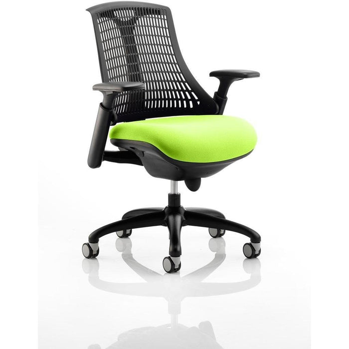 Dynamic Synchro Tilt Task Operator Chair Height Adjustable Arms Flex Black Back, Myrrh Green Seat Without Headrest Medium Back