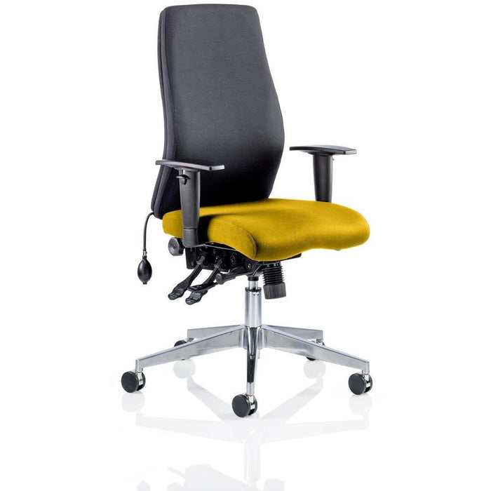 Dynamic Independent Seat & Back Posture Chair Height Adjustable Arms Onyx Ergo Senna Yellow Seat Without Headrest High Back