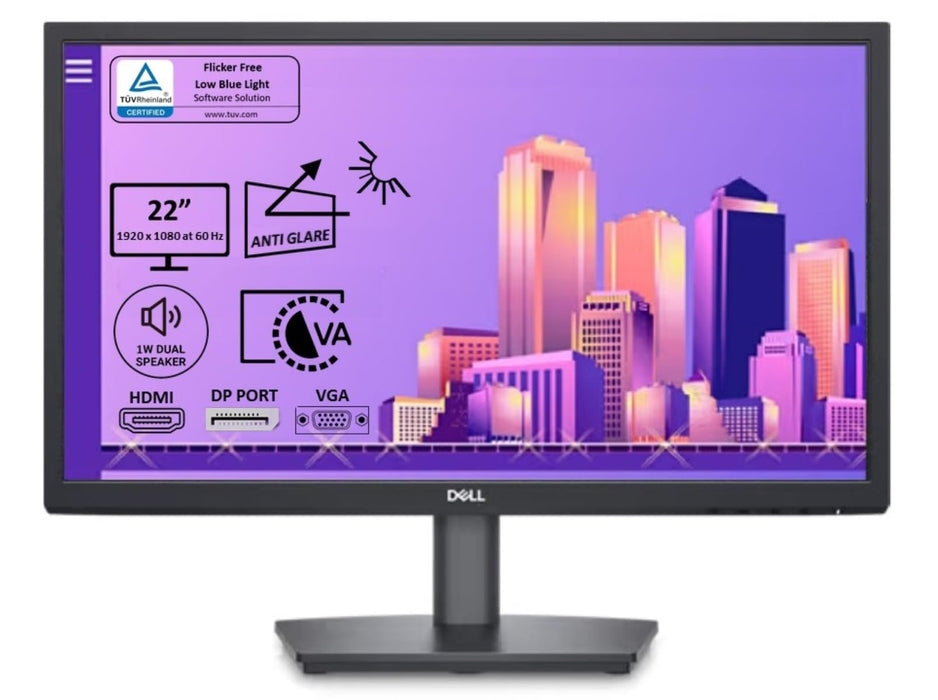 Dell E Series 54.5 cm (21.4") LCD Desktop Monitor E2222HS Black DELL-E2222HS