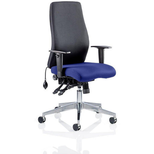 Dynamic Independent Seat & Back Posture Chair Height Adjustable Arms Onyx Black Back, Stevia Blue Seat Without Headrest High Back