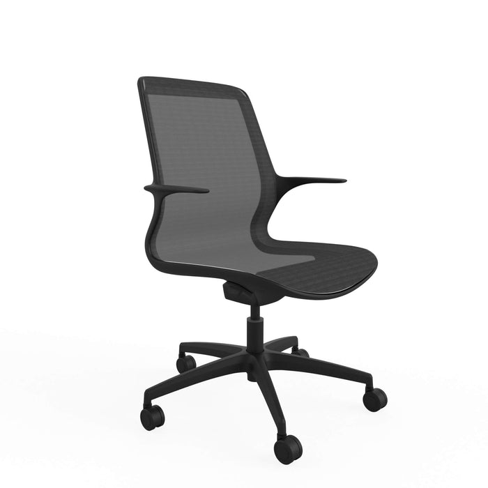 Ergonomic Home Office Chair with One-Piece Mesh Air-Flow Backrest and Height Adjustable BlackFixed Arms