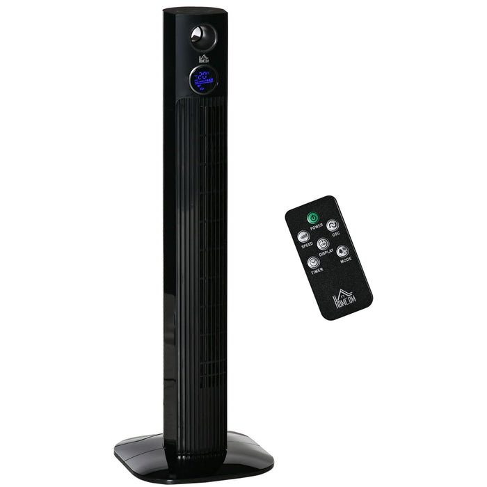 HOMCOM Tower Fan Non Height Adjustable 45 W ABS (Acrylonitrile Butadiene Styrene) Black 31.5 x 31.5 x 96 cm