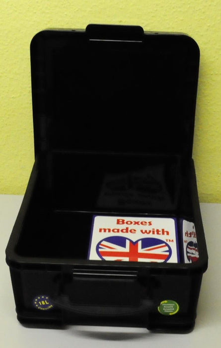 Really Useful Box Plastic Storage 18 Litre Black 390 x 480 x 230 mm