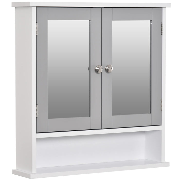 Kleankin Mirror Cabinet with Double Doors Grey