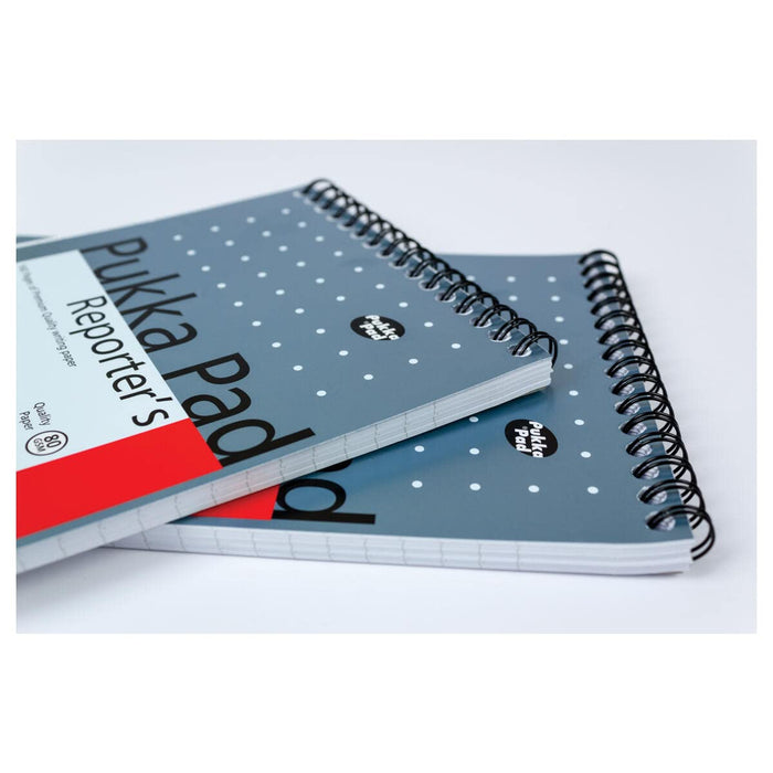 Pukka Pad Notepad Steno A5 Ruled Spiral Bound Cardboard Hardback Blue Perforated 160 Pages Pack of 3