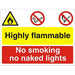 Warning Sign Highly Flammable Fluted Board 30 x 40 cm