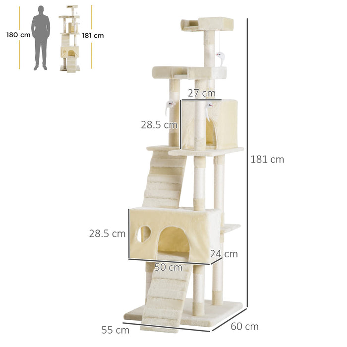 PawHut Cat Tree Beige 550 mm x 600 mm x 1810 mm