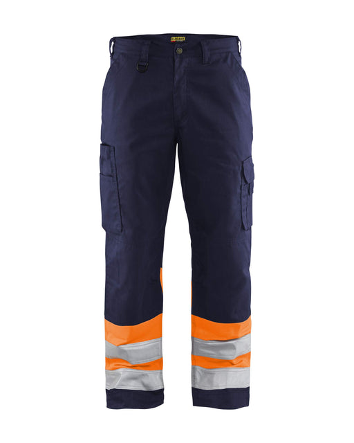 BLÅKLÄDER Trousers 15641811 Cotton, PL (Polyester) Navy Blue, Orange Size 32R