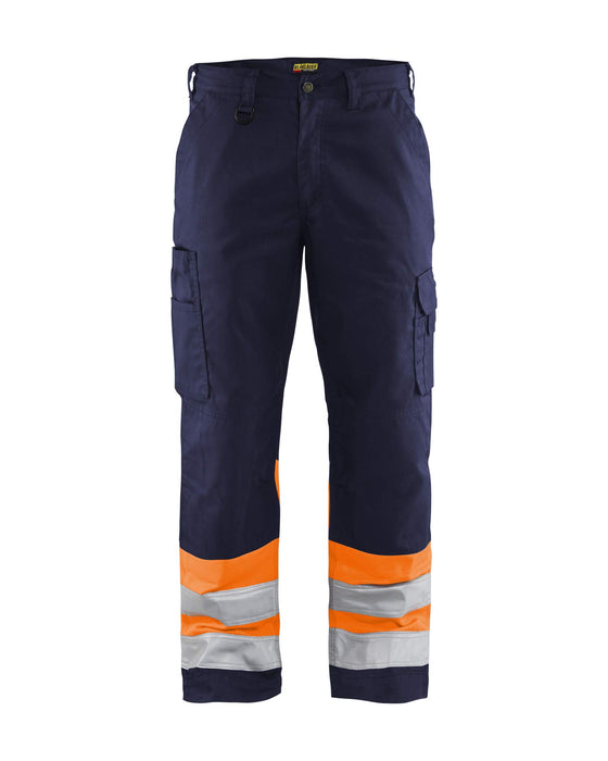 BLÅKLÄDER Trousers 15641811 Cotton, PL (Polyester) Navy Blue, Orange Size 49S