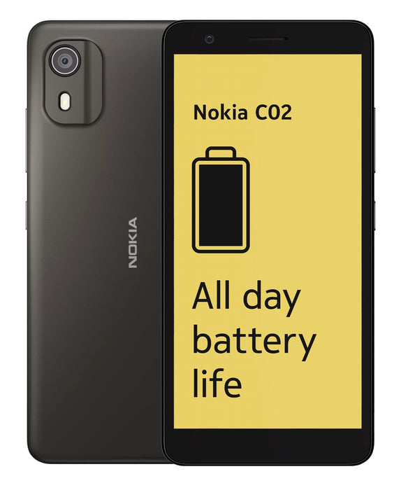 Nokia C02 5.45 Inch Dual SIM 2GB RAM 32GB Storage Android 12 Go Edition Mobile Phone Charcoal