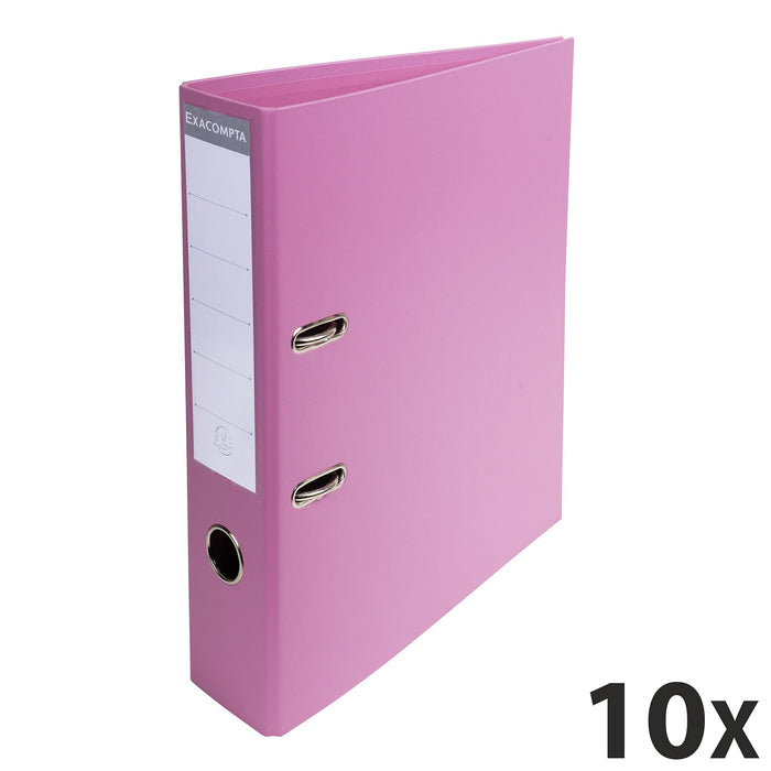 Exacompta PremTouch Lever Arch File A4 70 mm Pink 2 ring 53755E Cardboard, PVC (Polyvinyl Chloride) Portrait Pack of 10