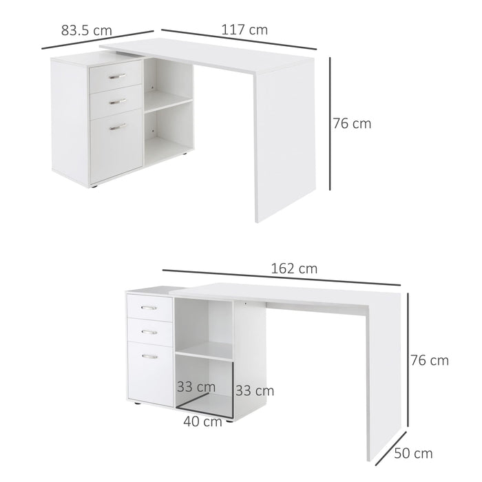 HOMCOM L Shaped Desk White 835 x 760 mm