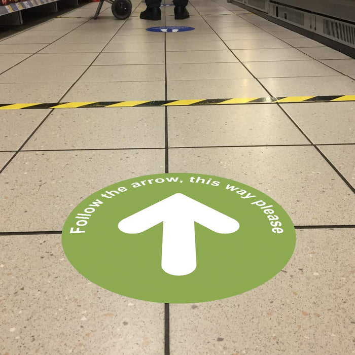 Trodat Floor Sticker Follow the arrow, this way please Green, White Vinyl 40 x 40 cm