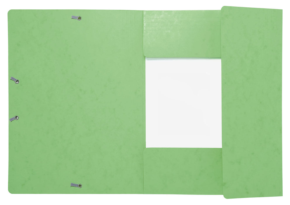 Exacompta 3 Flap Folder 17122H A4 Soft Green 425gsm Pressboard 24x32cm Pack of 25