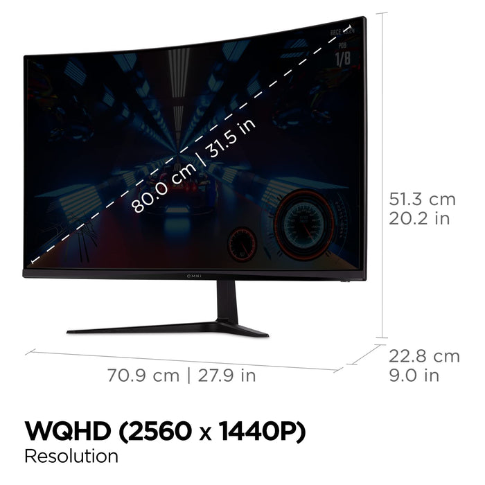 ViewSonic OMNI Gaming VX3218C-2K - LED monitor - gaming - curved - 32" (31.5" viewable) - 2560 x 1440 QHD @ 165 Hz - VA - 250 cd/m² - 1 ms - HDMI, DisplayPort - speakers