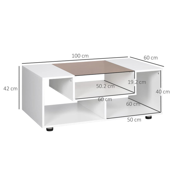 HOMCOM Coffee Table 839-358WT 600 (W) x 1,000 (D) x 420 (H) mm