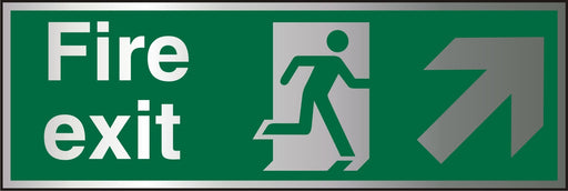 Fire Exit Sign Up Right Arrow Aluminium 15 x 45 cm