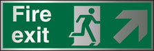 Fire Exit Sign Up Right Arrow Aluminium 10 x 30 cm