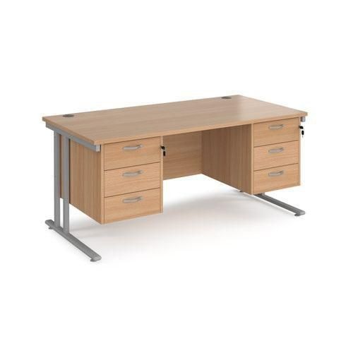 Dams International Desk Premier Beech, Silver 1,600 x 800 mm