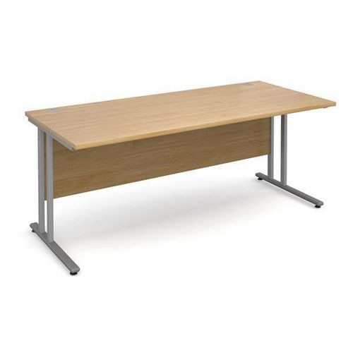 Dams International Desk Premier Oak, Silver 725H x 800D x 1800W mm