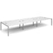 Dams International Rectangular Triple Back to Back Desk with White Melamine Top and Silver Frame 4 Legs Connex 4800 x 1600 x 725mm