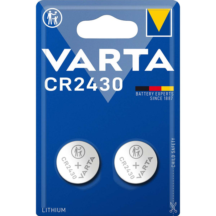 Varta Lithium Button Cell Battery CR2430 - 3 V DC, 290 mAh, 2-Blister, 2-Blister - Silver