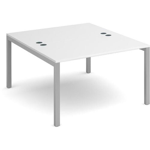 Dams International Rectangular Starter Unit Back to Back Desk with White Melamine Top and Silver Frame 4 Legs Connex 1200 x 1600 x 725mm