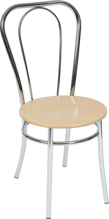 Bistro Deluxe Chair Solid Wood Seat with Chrome Frame (Each) - 6450