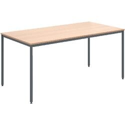 Dams International Rectangular Meeting Room Table with Beech Coloured MFC Top and Graphite Frame Flexi 1600 x 800 x 725mm