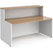 Dams International Rectangular Reception Desk with Beech Coloured Melamine Top and White Frame Maestro 25 1462 x 890 x 1125mm