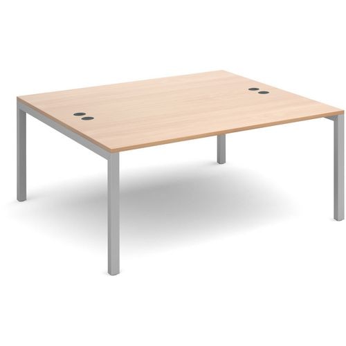 Rectangular Back to Back Desk with Beech Coloured Melamine & Steel Top and Silver Frame 4 Legs Connex 1600 x 1600 x 725 mm