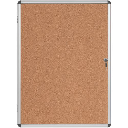 Bi-Office Enclore Earth Lockable Notice Board Non Magnetic 4 x A4 Wall Mounted Cork 50 (W) x 67.4 (H) cm Brown